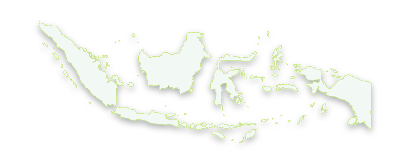 Map silhouette of the Indonesian archipelago, shown without location markers.